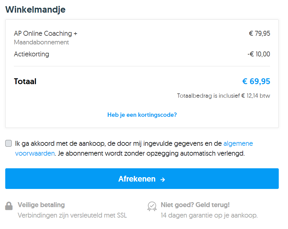 Afrekenknop betaalpagina