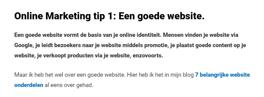 Voorbeeld interne link