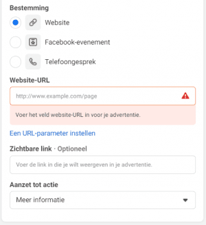 Kies een landingspagina