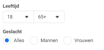 Stel leeftijd en geslacht in
