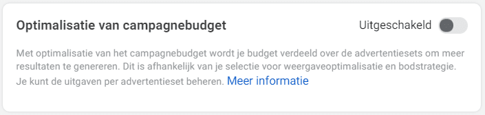 Campagne budget instellingen